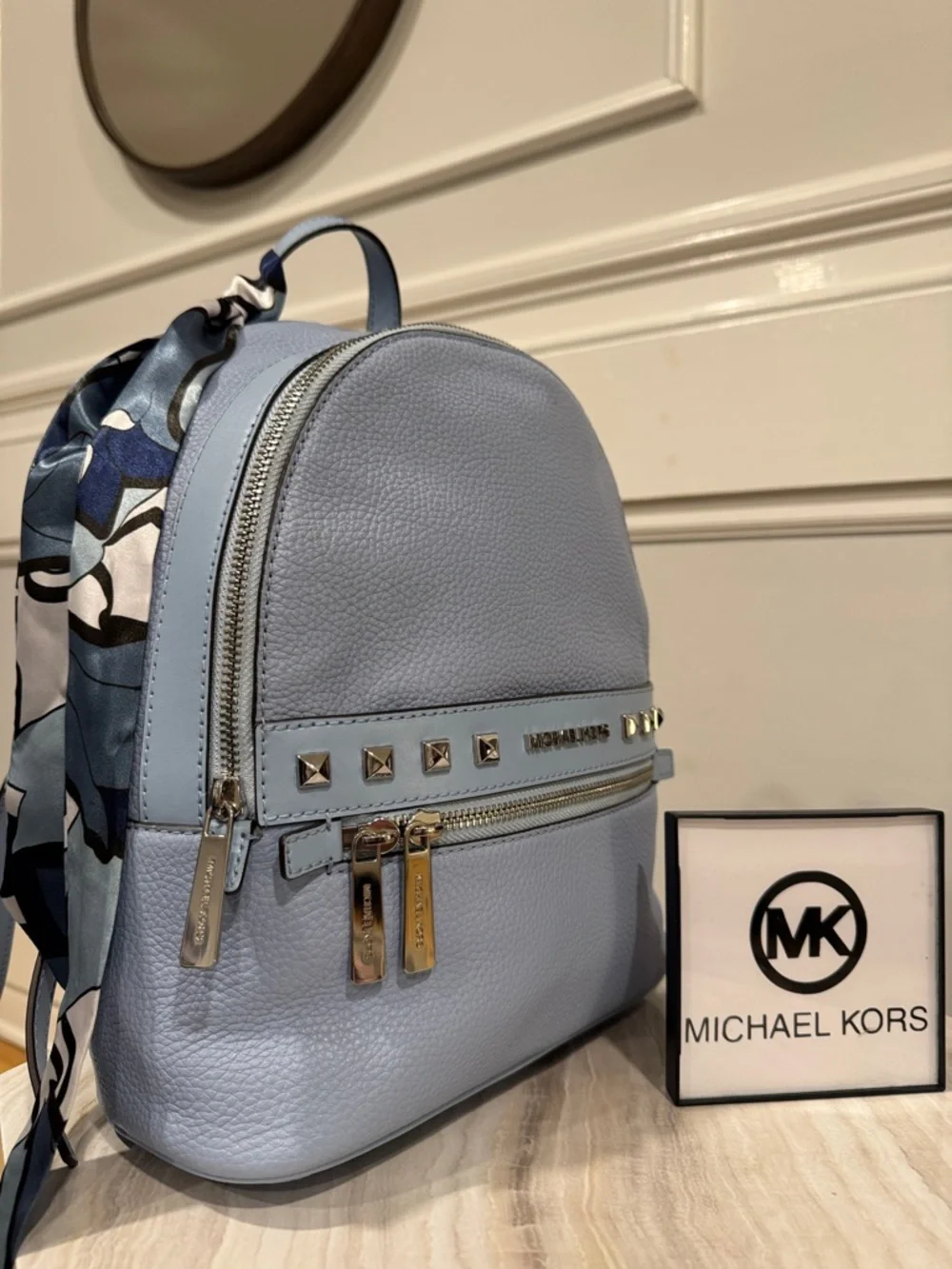 blue leather studded backpack Madpax Mamba Spike Mini Travel | Edgy Faux Bag with Spikes, Compact Design, Durable & Water-Resistant | Ideal for Everyday Use, or Work The signature Stark backpack from MCM is reimagined as an eclectic compact version MCM MCM Stark Backpack/Daypack, Logo